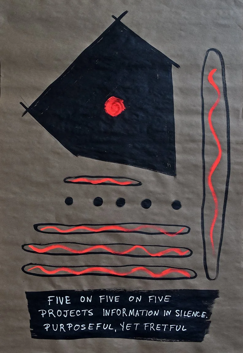 Projects Information in Silence (5) Ink and Fluorescent Gouache on Kraft Paper
(24 x 36 inches)