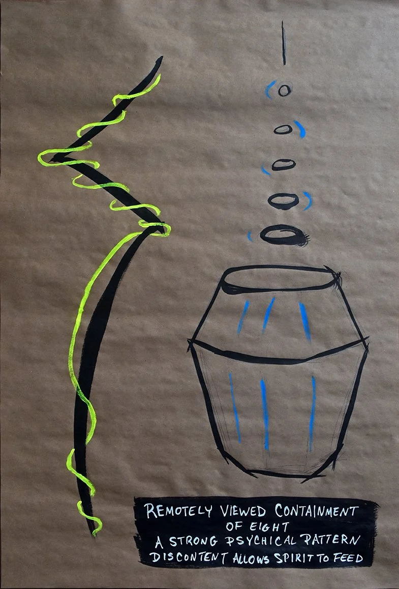 Discontent Allows Spirit to Feed (8), Ink and Fluorescent Gouache on Kraft
Paper (24 x 36 inches)