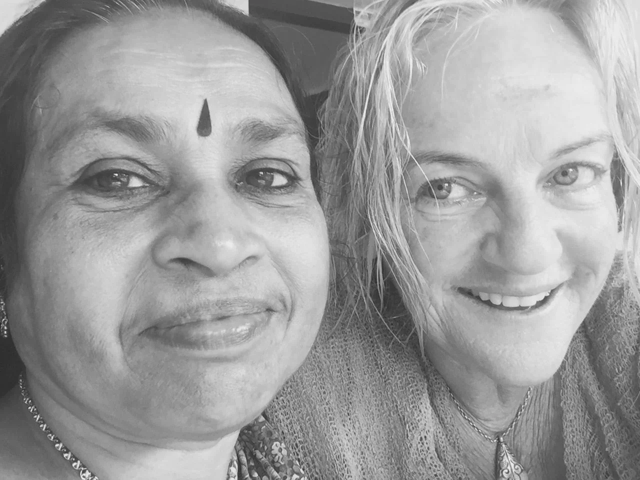 One of my beautiful ayurvedic therapists, just after a deep oil massage where we are literally bathing in oil.