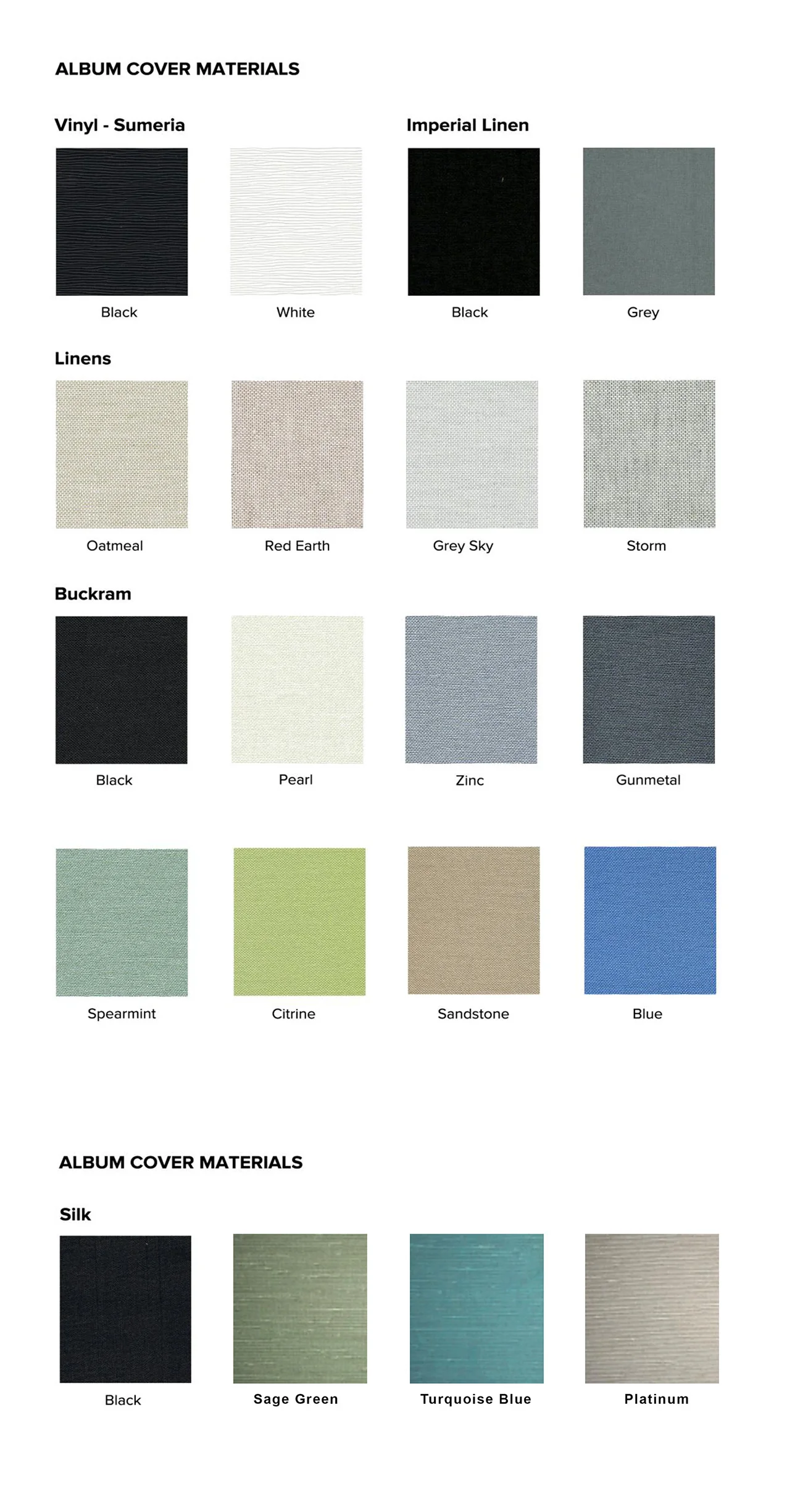 Click to view Vinyl (Sumeria), Linens, Buckram & Silk Covers