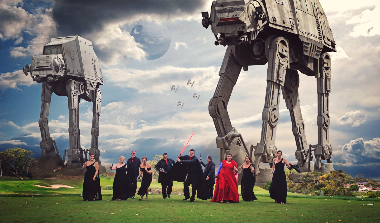 Star Wars AT-AT walkers attack lightsabre wielding Bridal party at Joondalup Resort