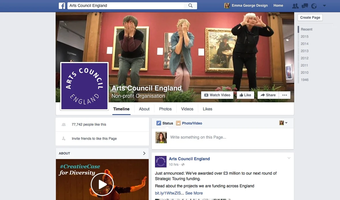 Our brief appearance as The Arts Council Facebook Page Cover