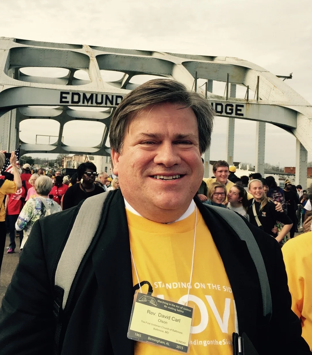 Crossing the Edmund Pettus Bridge in Selma, Alabama on March 8, 2015.