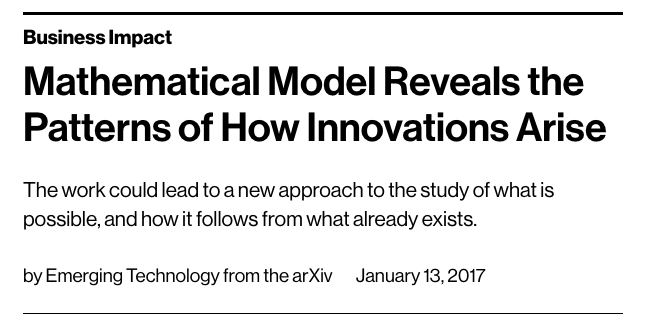 Further Reading:&nbsp;Business ImpactMathematical Model Reveals the Patterns of How Innovations Arise