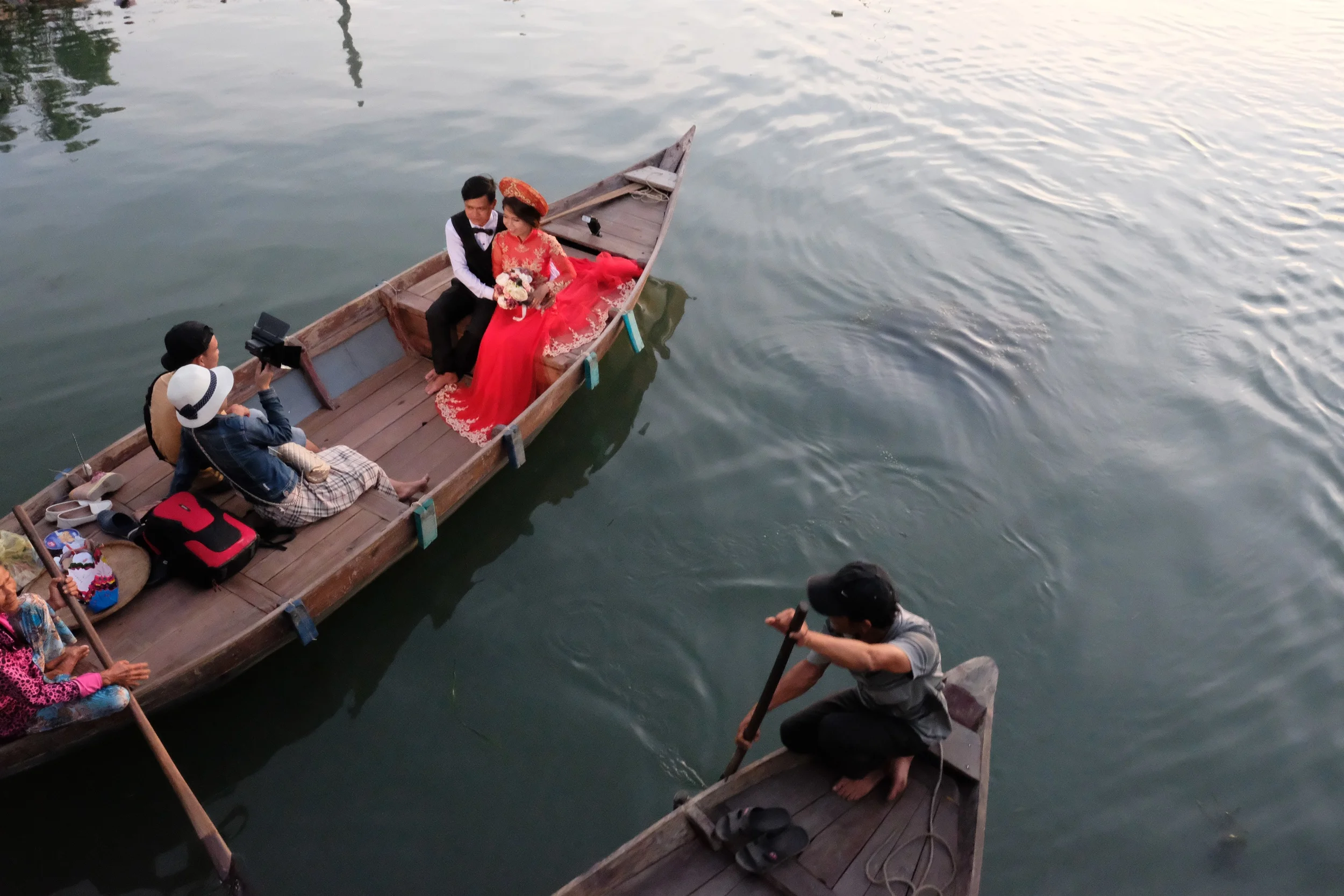 Hoi An, newlyweds on the river.