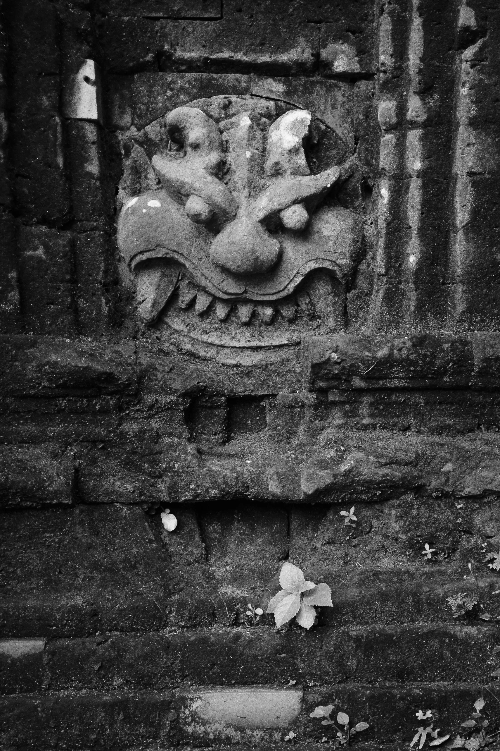 Demon face on an outside wall.
