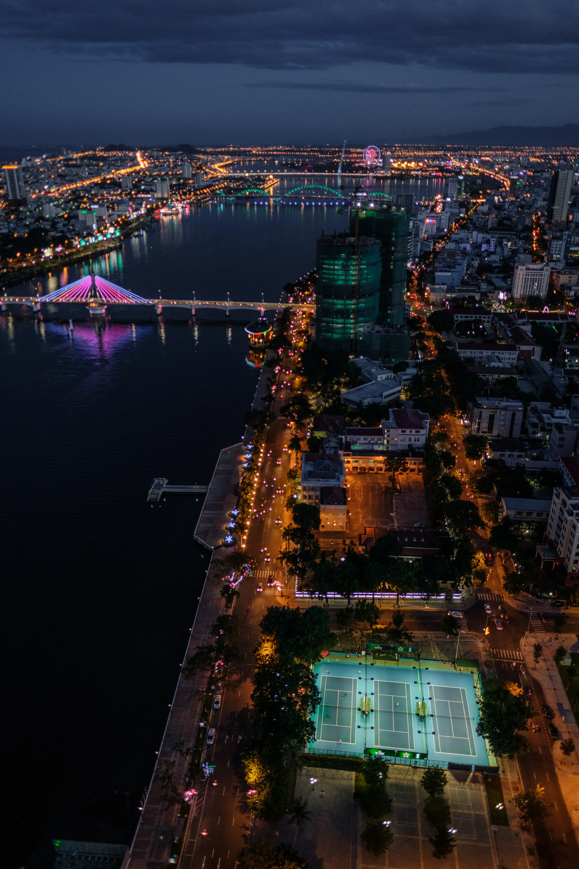 Danang really comes to life at night, with an impressive amount of often animated neon lighting.