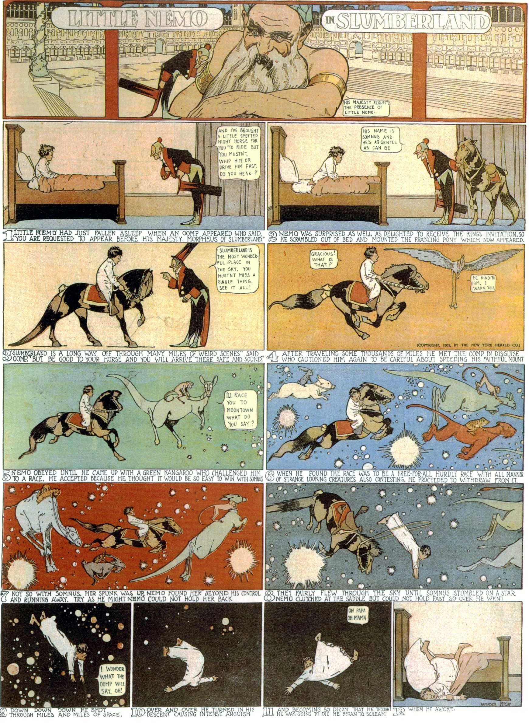 The first Little Nemo in Slumberland cartoon, appearing in The New York Herald , October 15, 1905.