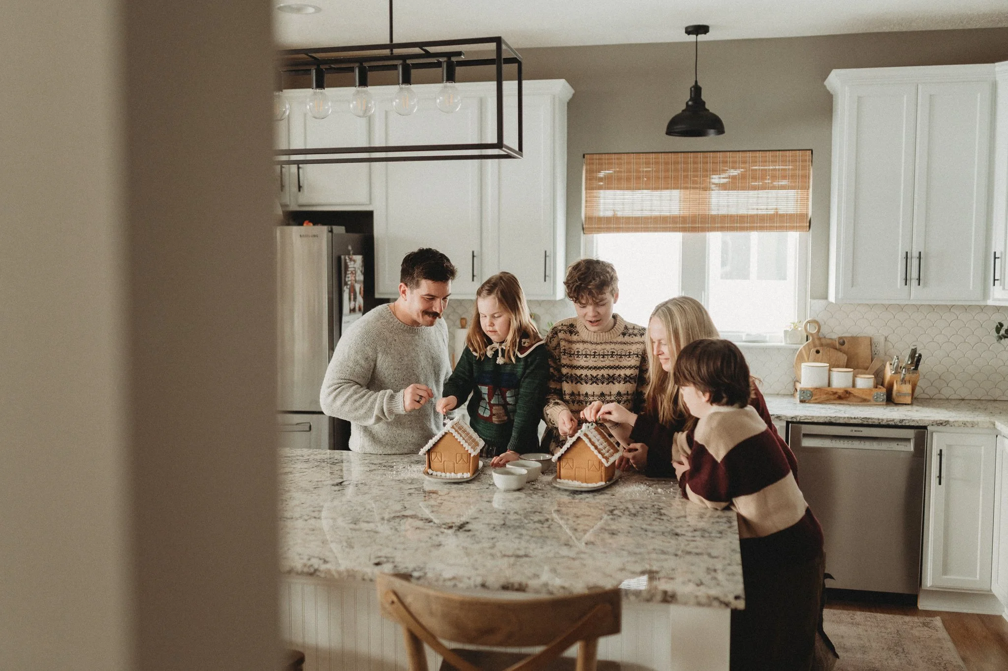 Making Gingerbread Houses Together at Home