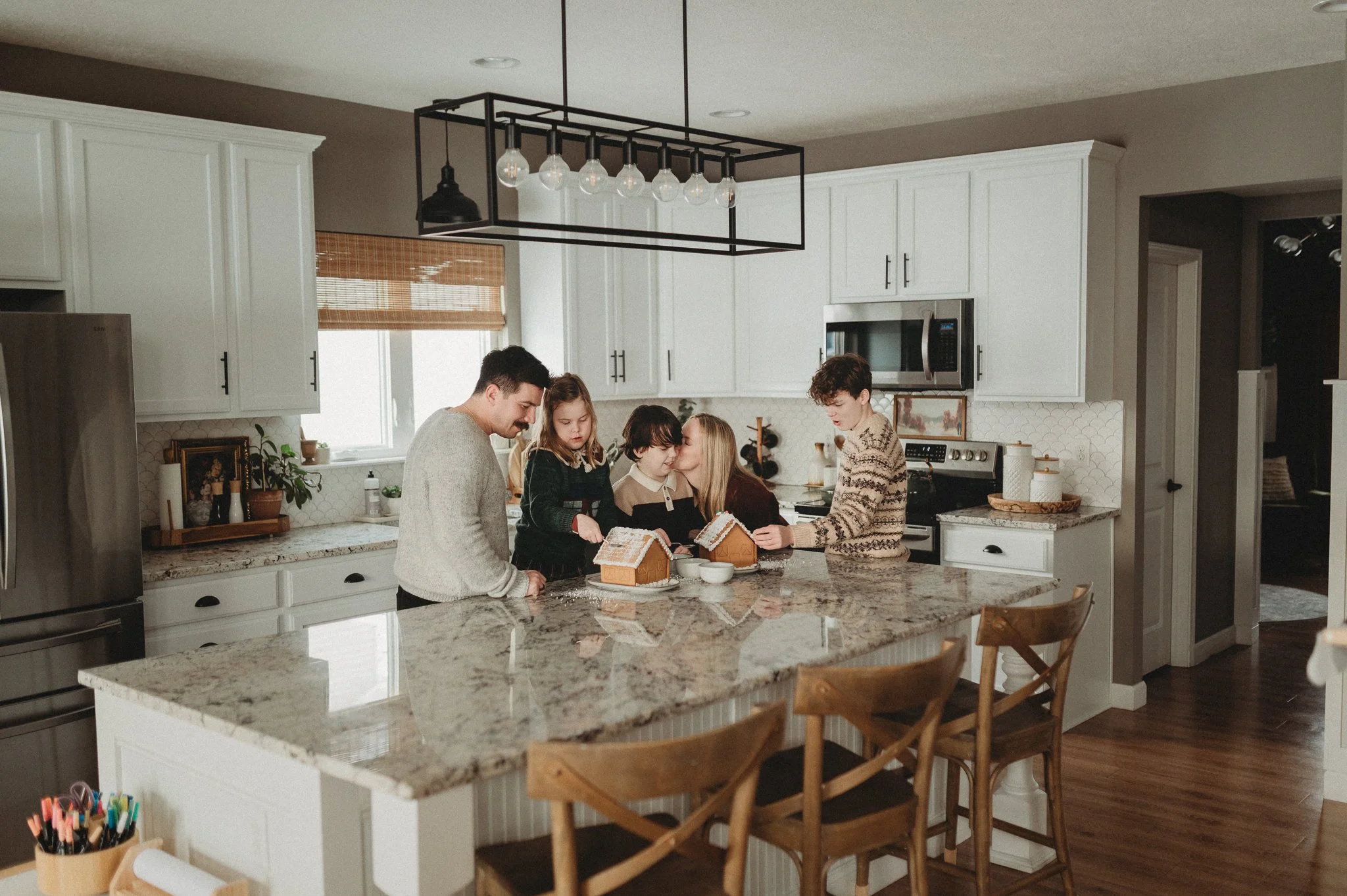 Making Gingerbread Houses Together at Home