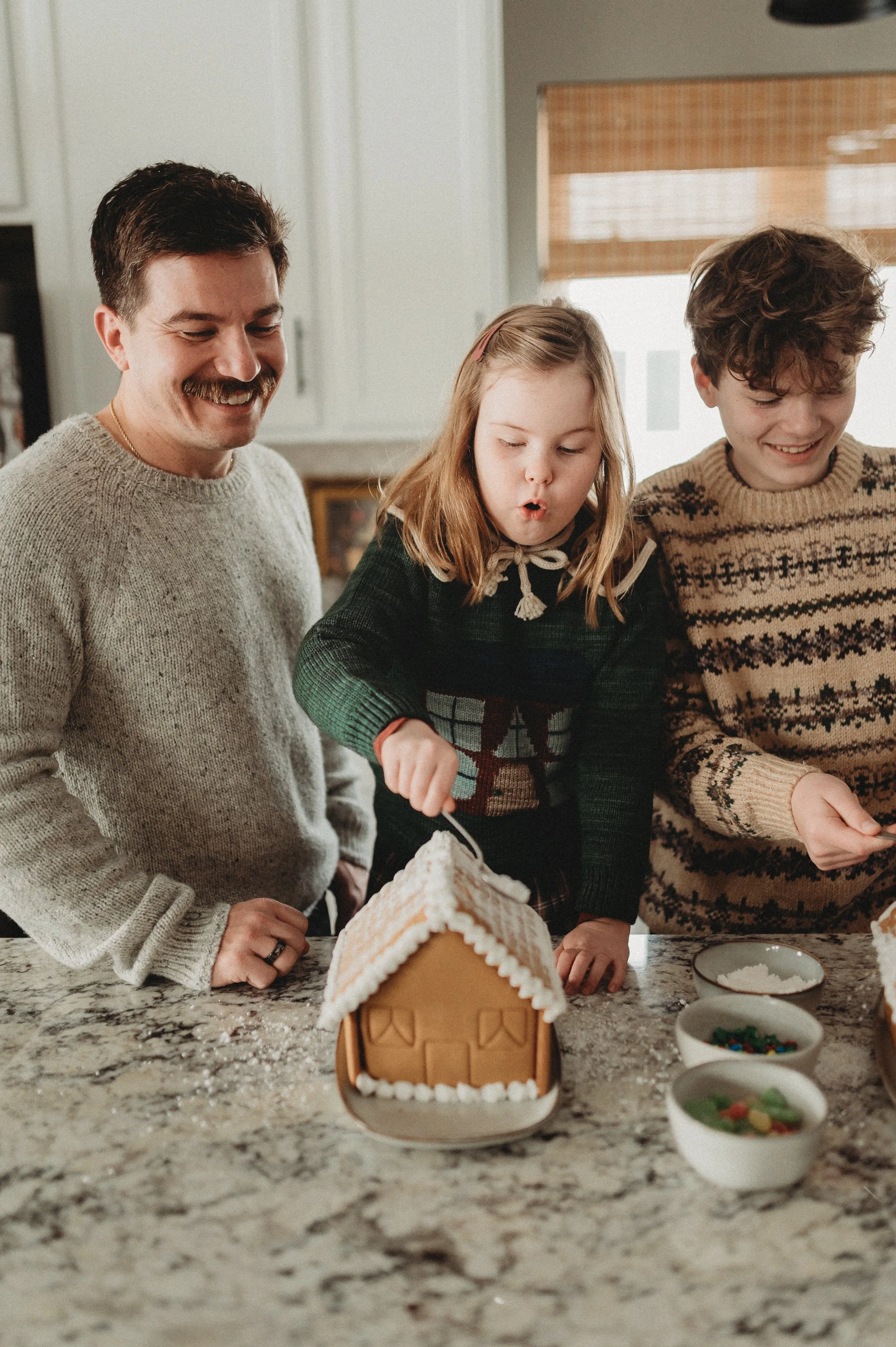 Making Gingerbread Houses Together at Home