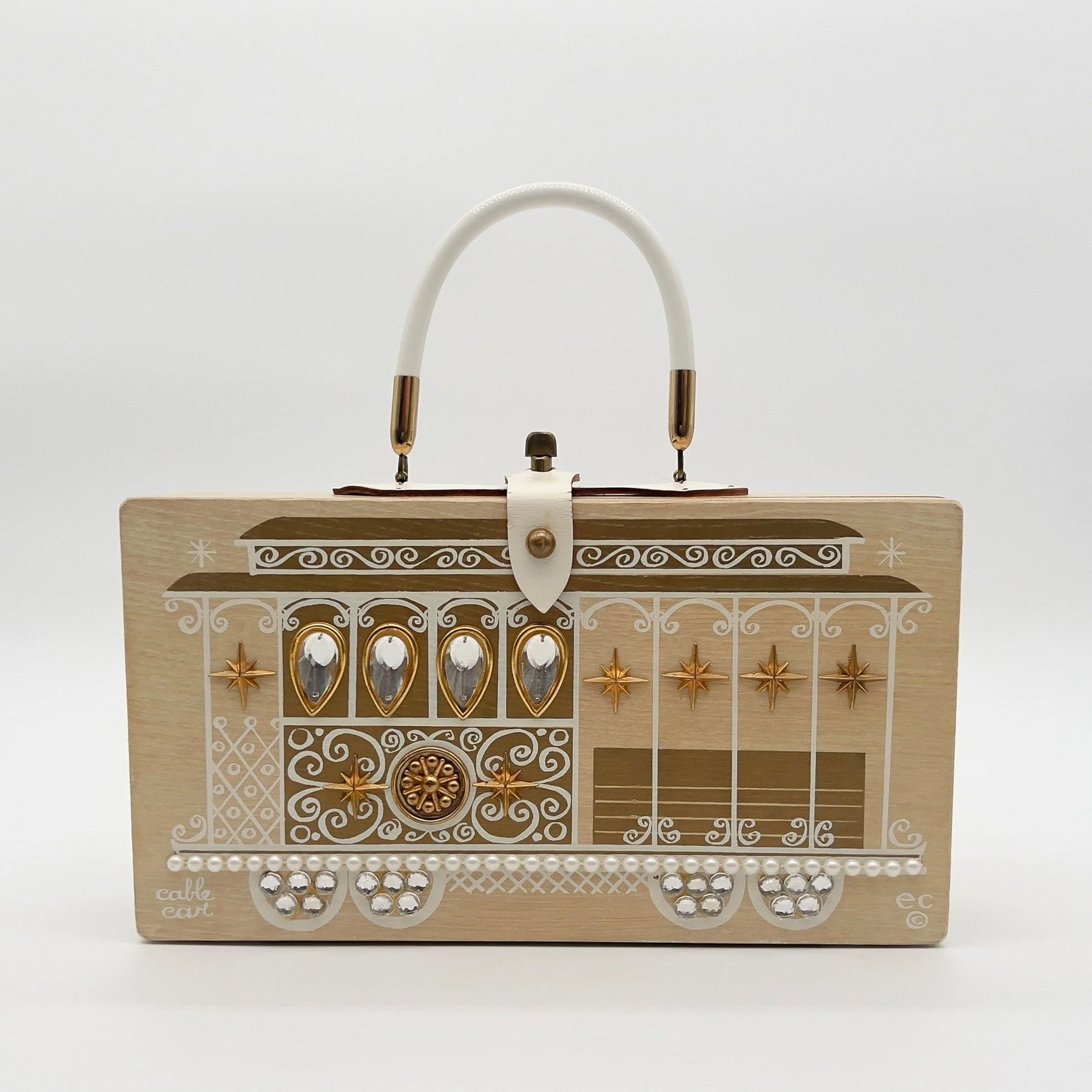  “cable car” box bag by Enid Collins, 1964 