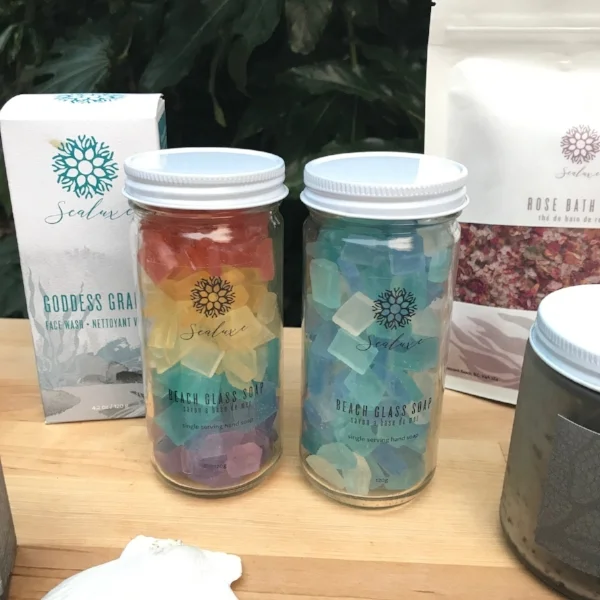 This beach glass soap is to die for.