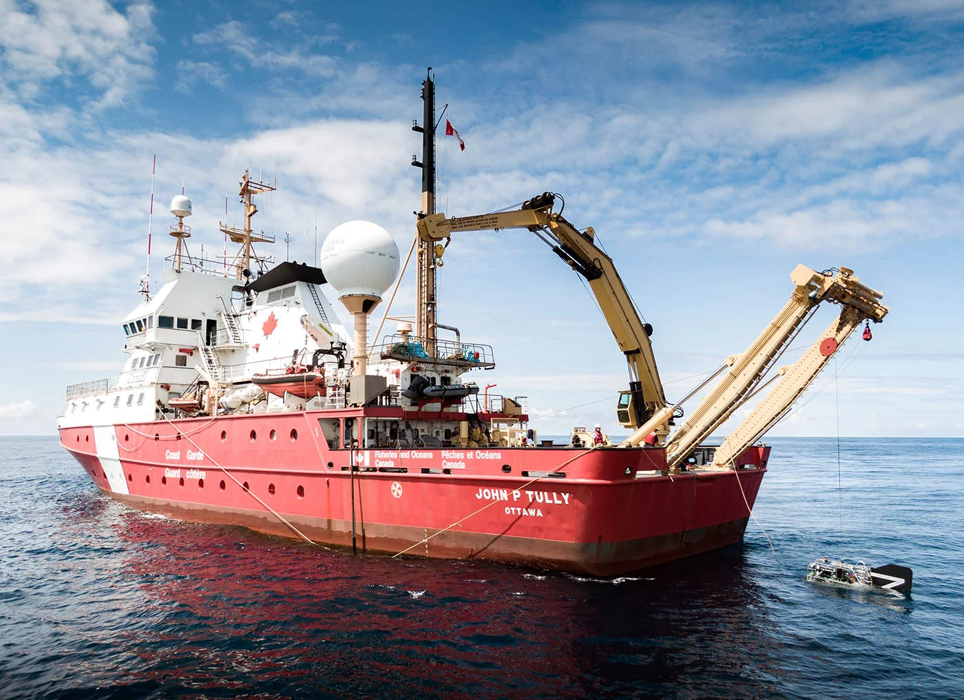 Launching the drop camera, BOOTS, at Explorer Seamount. Dupreez/Fisheries and Oceans Canada