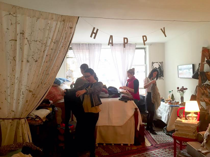 A few of the girls looking through the goods!