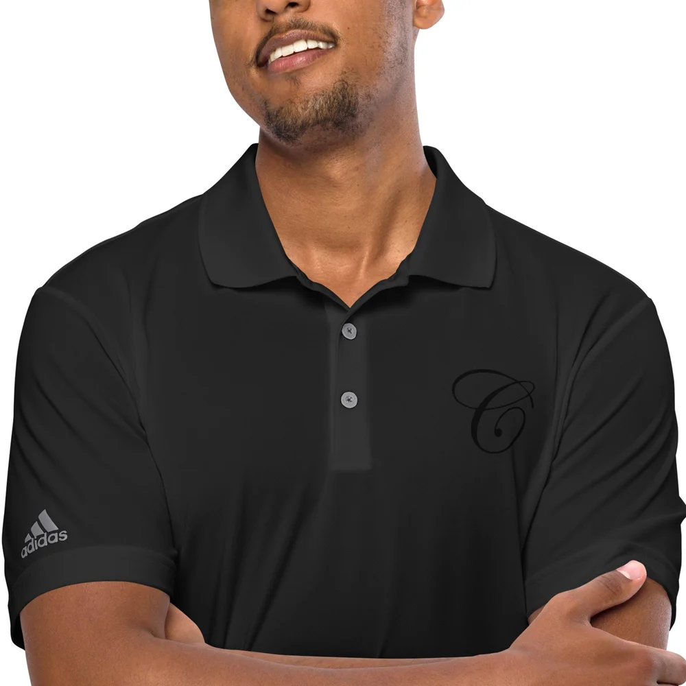 adidas black golf polo