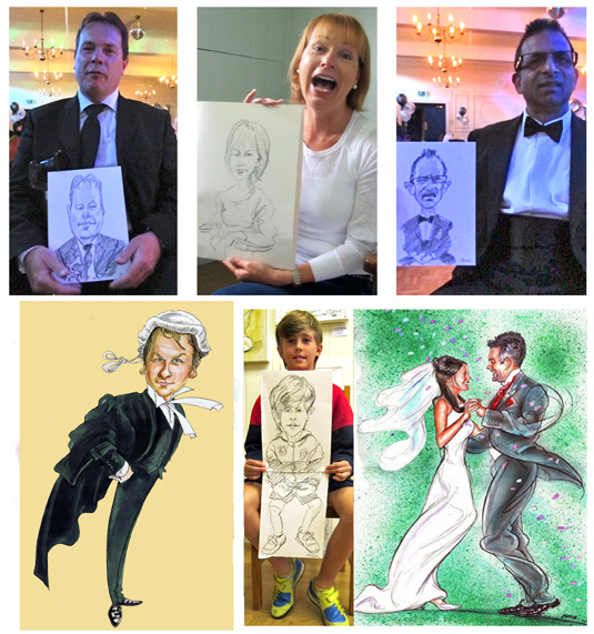 drawings on the spot or likeness done ahead of time