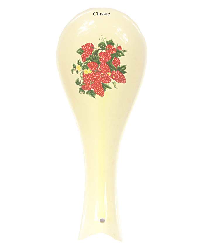 11" vanilla ceramic spoon rest n650