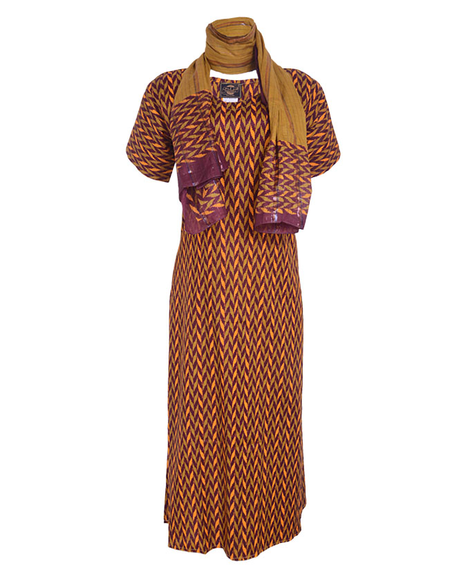 croxley maxi dress and scarf - brown sizes 16 n7,500