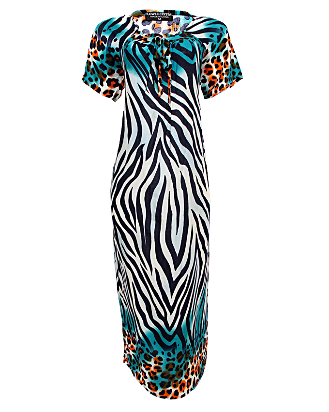queensbury maxi dress with tiger print design - blue sizes 16 - 20 n3,500