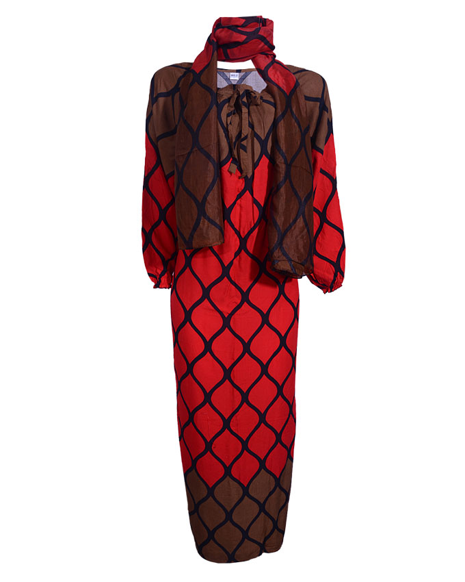 tristan maxi dress w/ scarf - redsizes 18 n4,500