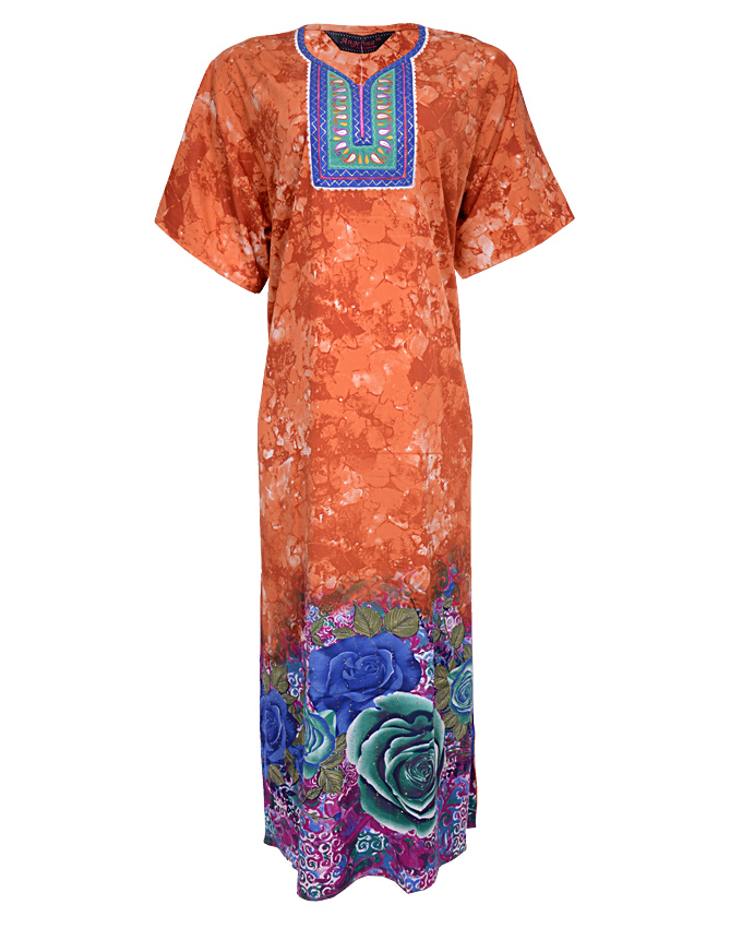 york maxi dress( kaftan) with leaf print - brown sizes 18 - 22 n3,900