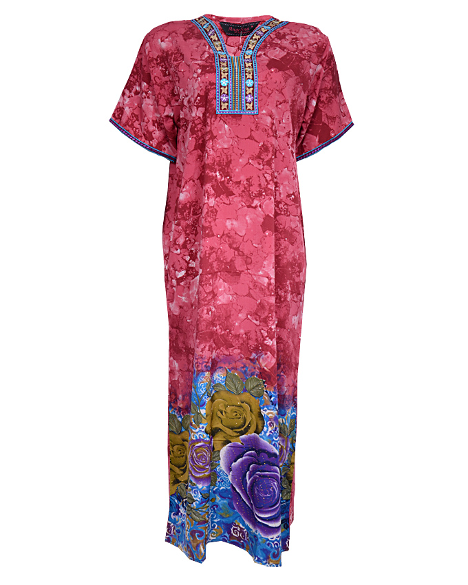 YORK MAXI DRESS( KAFTAN) WITH LEAF PRINT - plumSIZES 16 - 18 N3,900