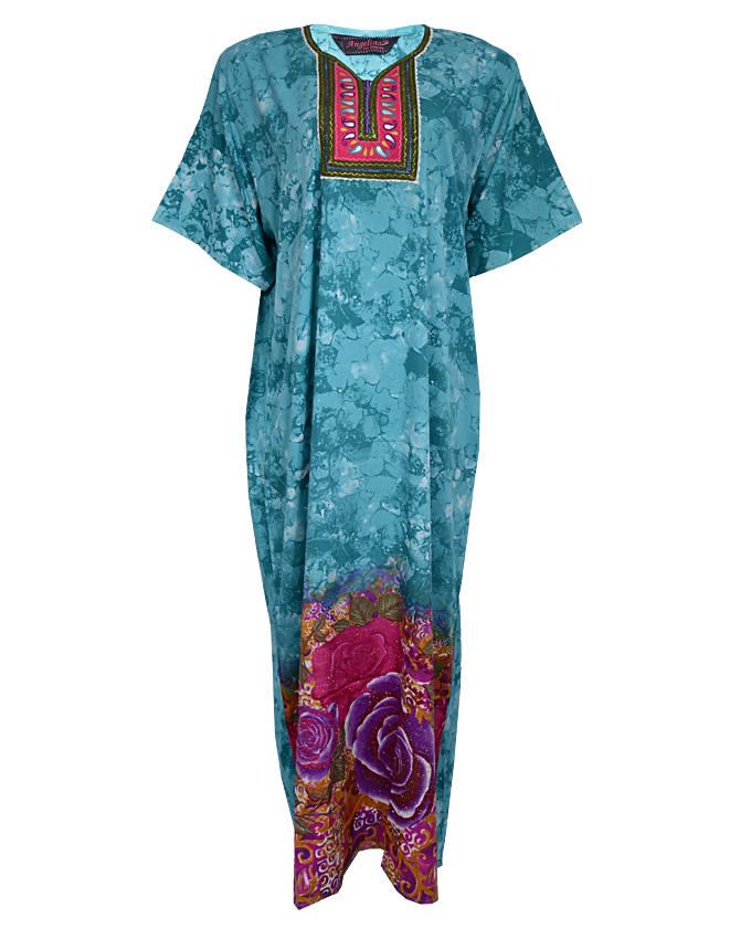 YORK MAXI DRESS( KAFTAN) WITH LEAF PRINT - BlueSIZES 18 , 22 N4,500