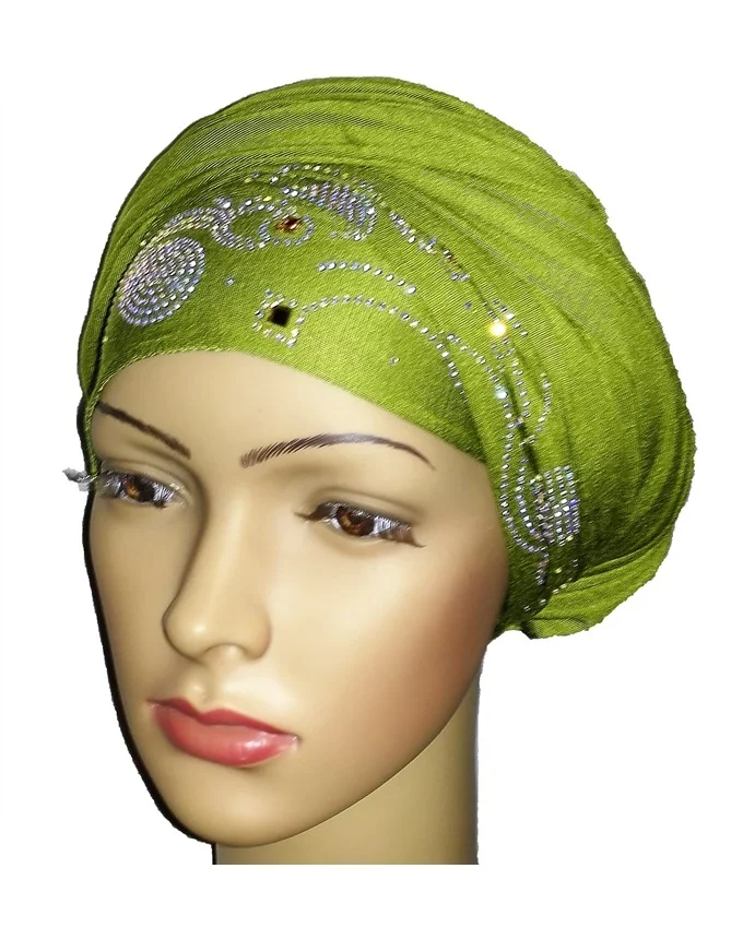 new regal turban wave & circle design- lime green n5,800