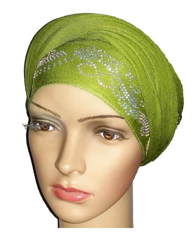 new regal turban with lake waves- lime green n5,800