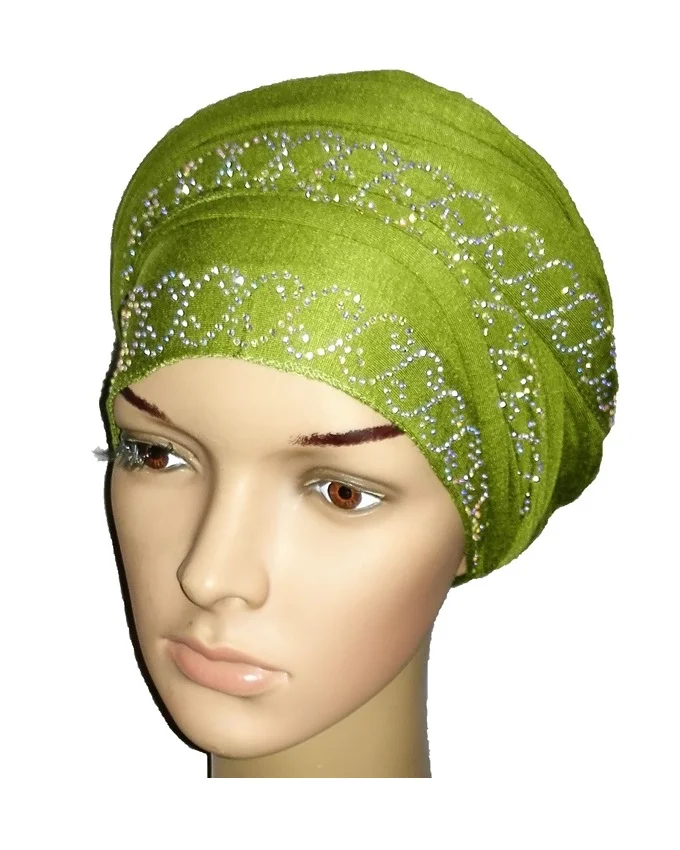 new regal turban with chain link design- lime green n5,800