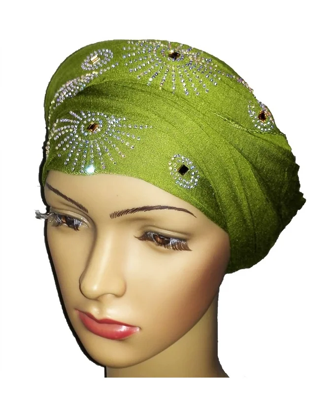 new regal turban with sun circle studs- lime green n5,800