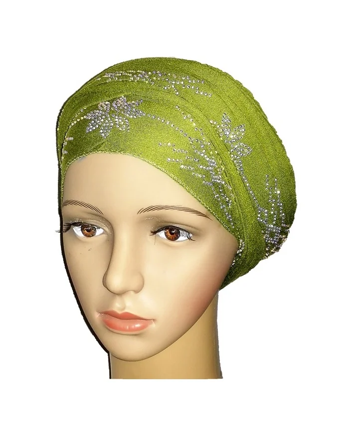 new regal turban with petal studs - lime green n5,800