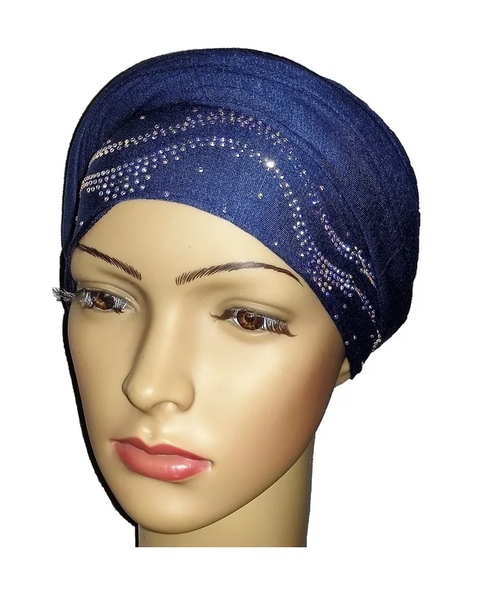new regal turban with ocean waves- denim blue n5,800