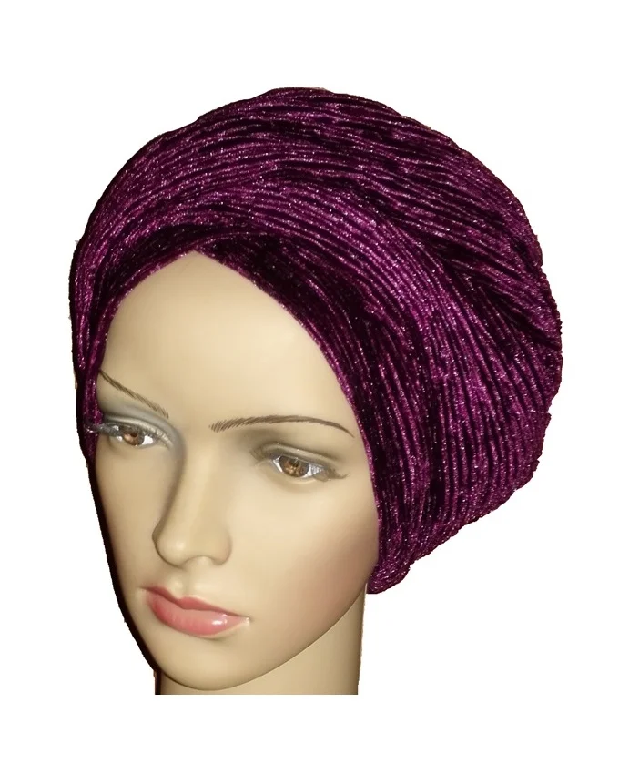 CURDUROY VELVET TURBAN - PURPLE N4,500