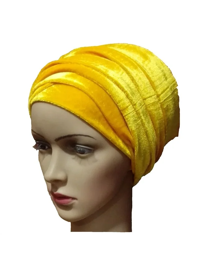 VELVET TURBAN - CANARY YELLOW N3,500