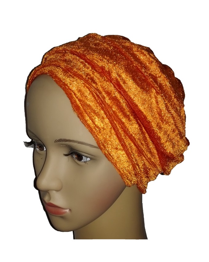new velvet turban - burnt orange n3,000