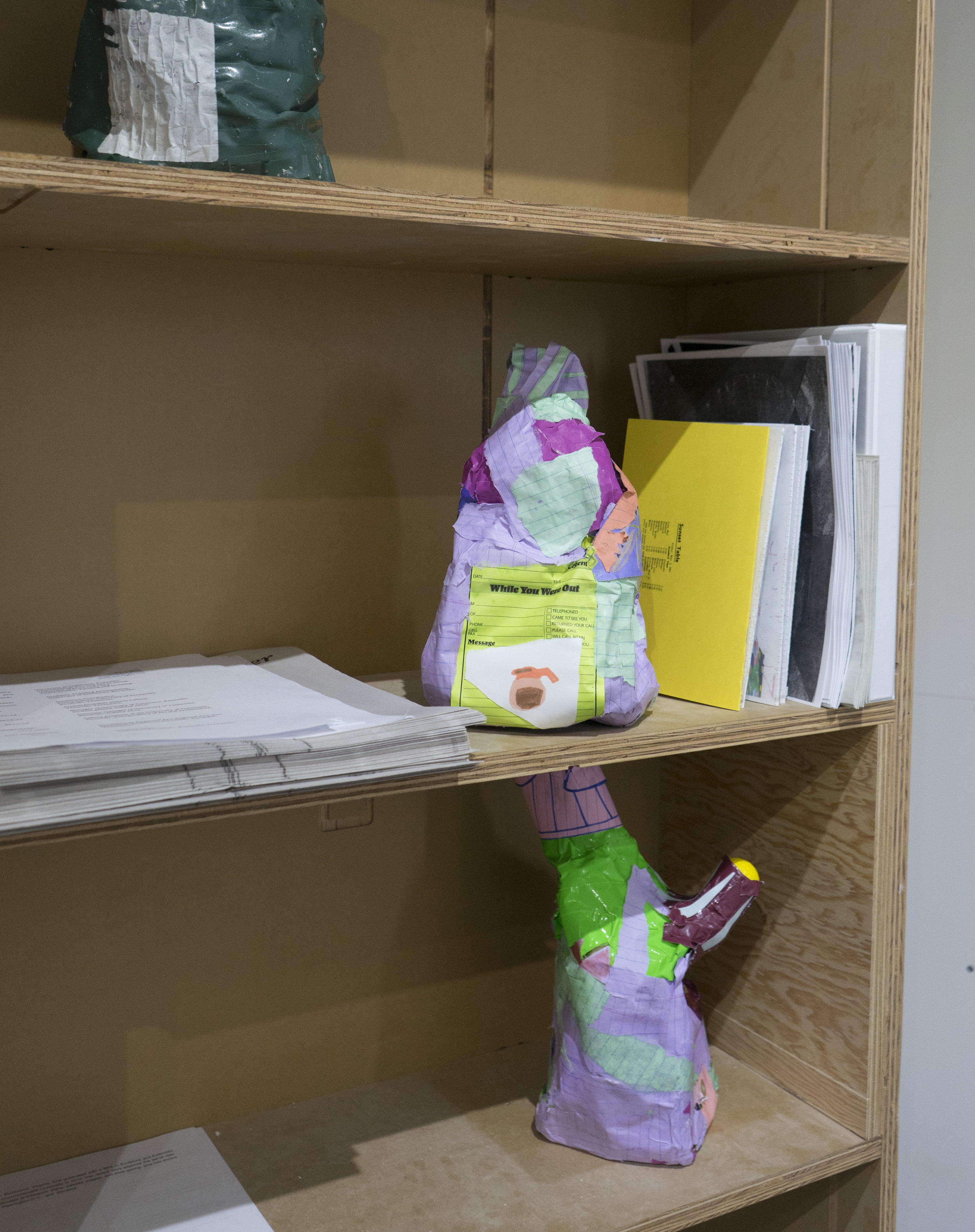Brothers In Purple And Green & Sisters Who Were Out Angelo Kozonis electric tape, duck tape, plastic, glue, ink, pencil, glue, paper 2014/2016