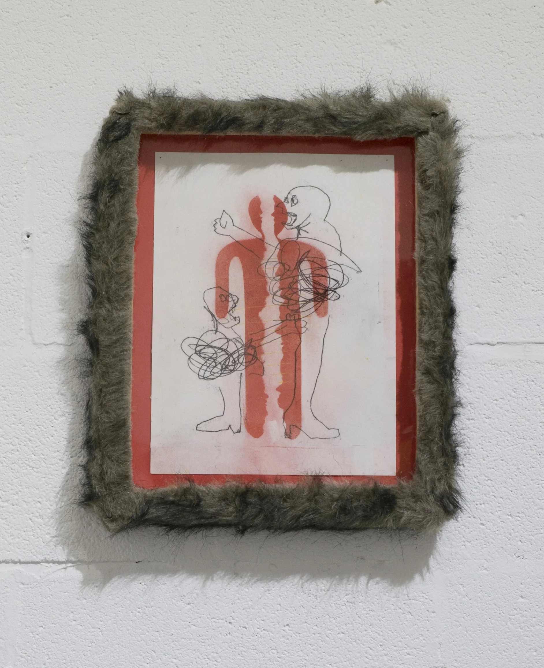 The Declarer Declares Matt Christy Pastel on paper in artist's fur-covered frame 2015