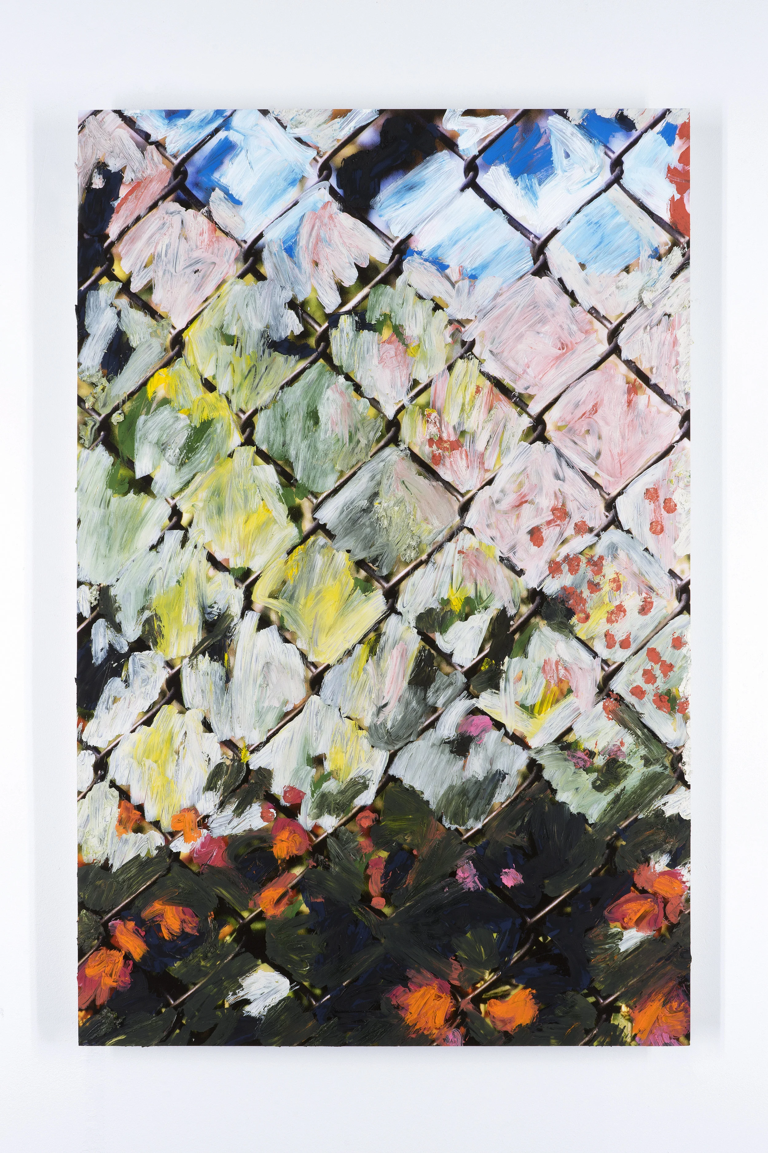 Untitled (Fence 2) Oil paint on mounted inkjet print 2017