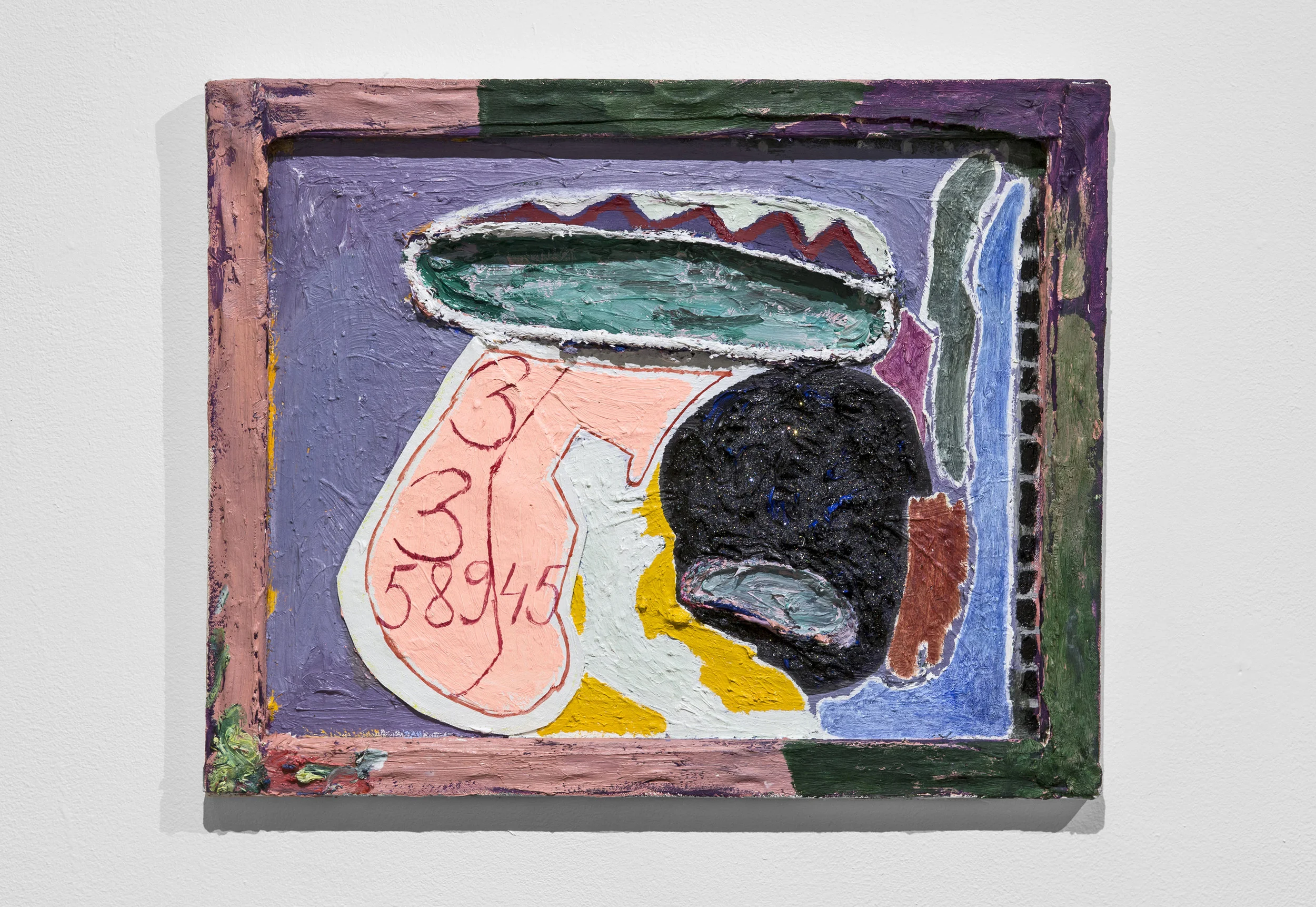Yevgeniya Baras Untitled 2018 Oil, glitter, & collage on canvas