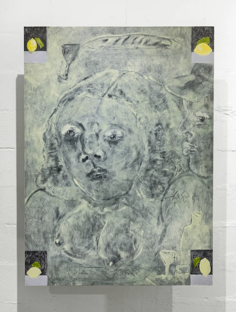 Emma Courtney Cook Early Ripe Early Rotten 2018 oil, enamel, and charcoal on panel