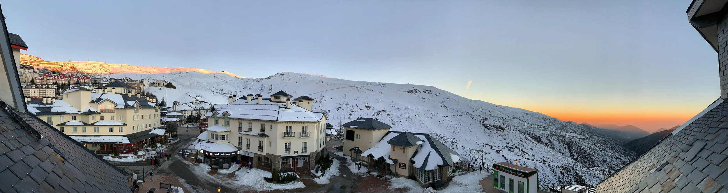 The view from our apartment at sunset.