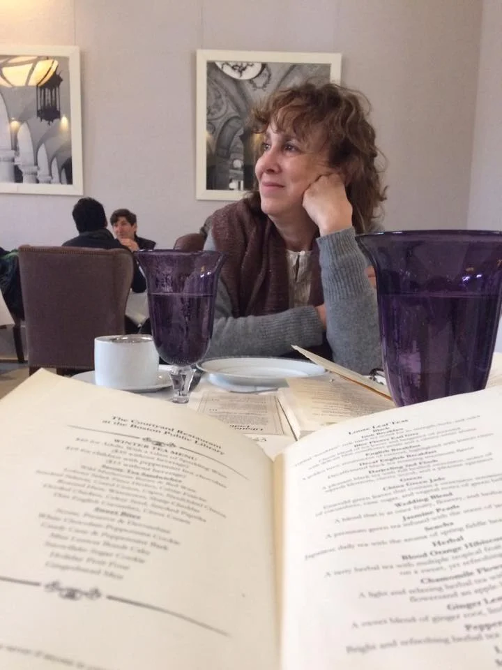 This is what tea time at the Boston Public Library with your Mom looks like.