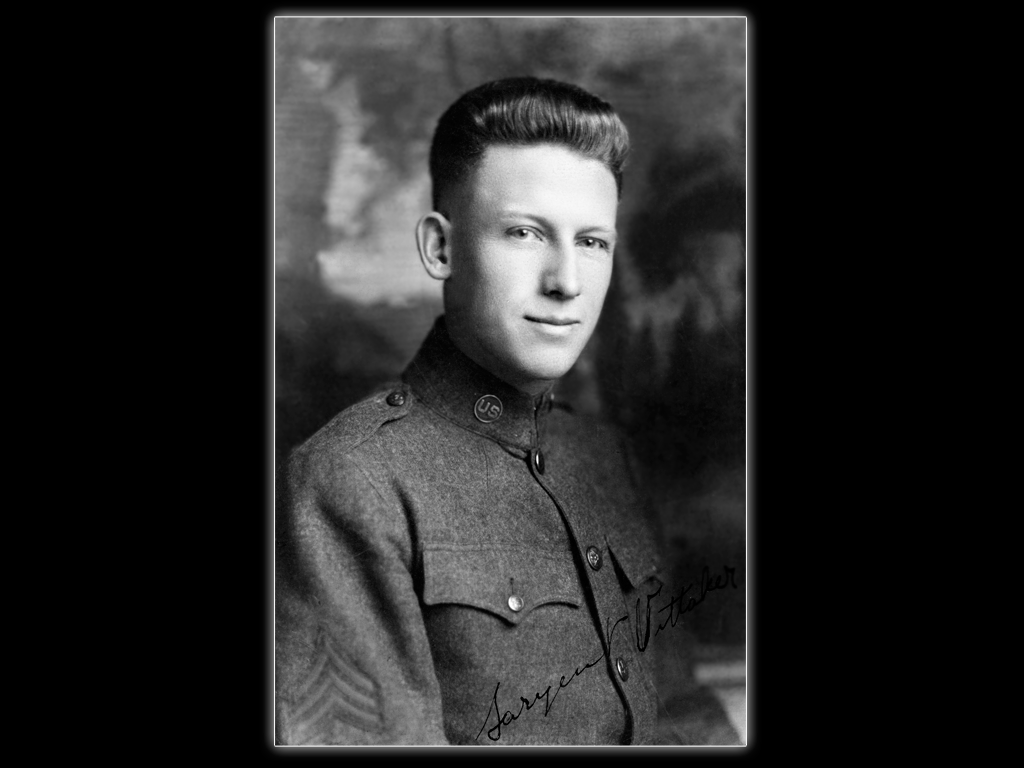 Jim's father, Charles Bernard "Cannonball" Whittaker, in World War I army uniform, 1918. Whittaker Family Collection