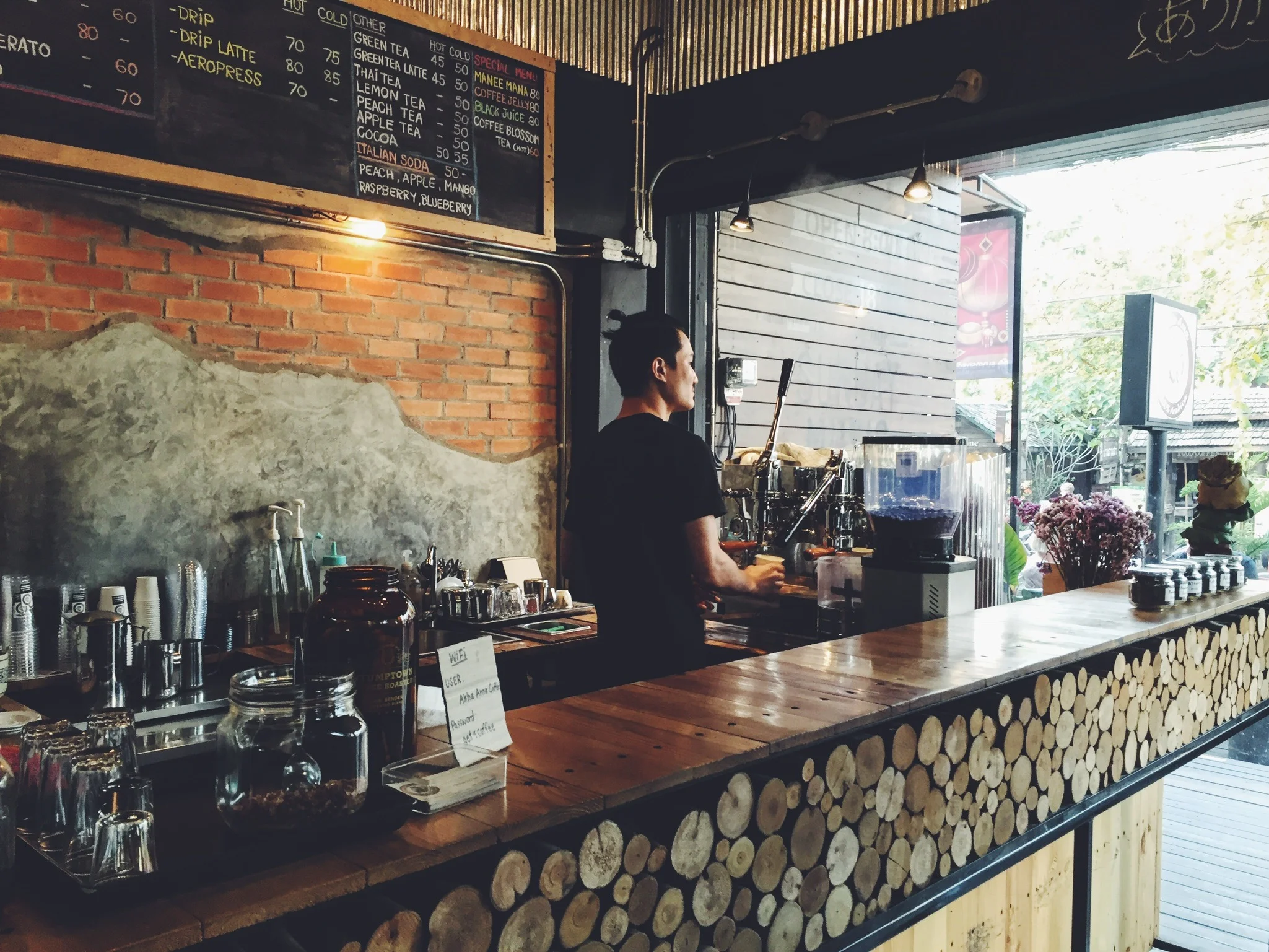 At one of the Akha Ama cafe locations in Chiangmai, Thailand.