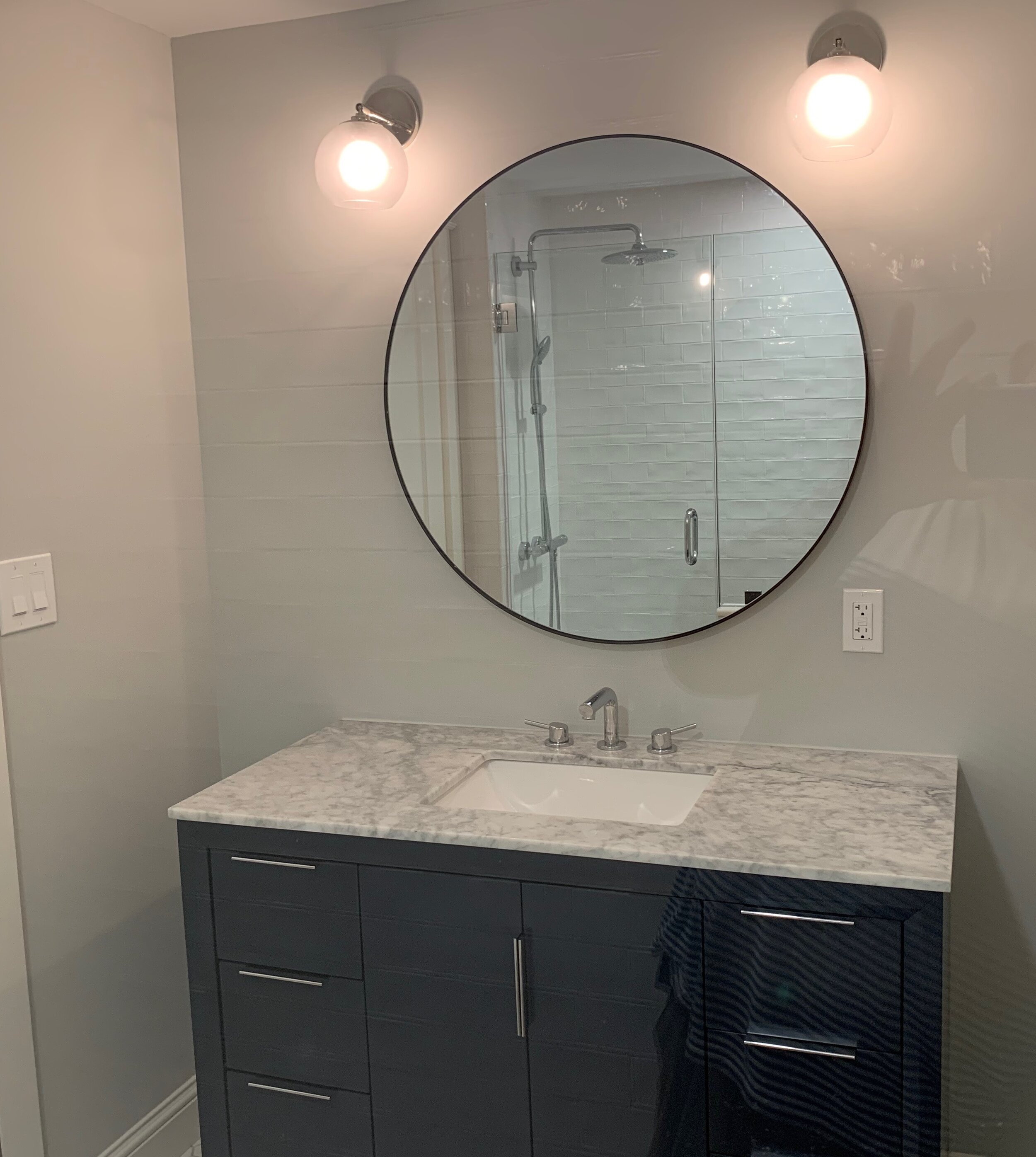 Full Bathroom Remodel:  New Plumbing, Wall and Floor Tiles, Vanity with Countertop, Mirror, and Lighting. 