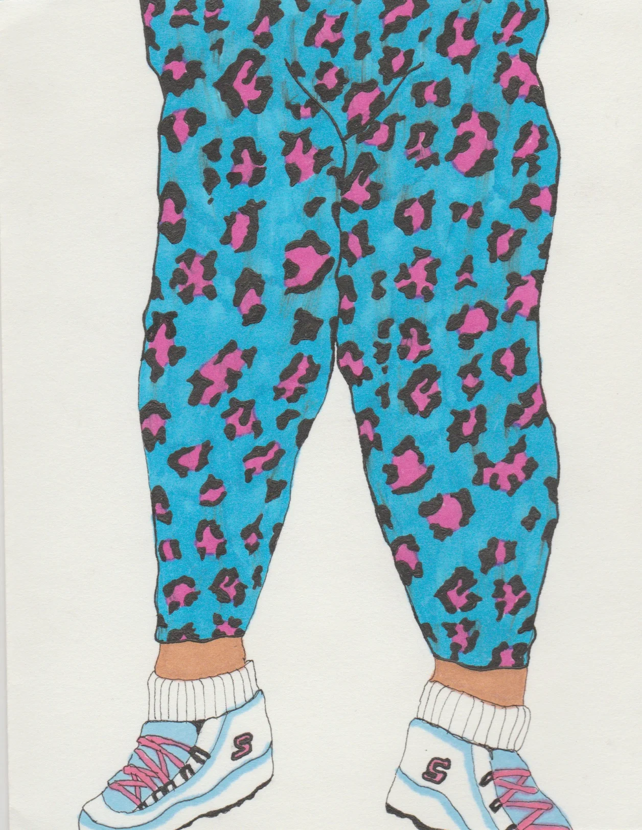 "RENT-A-LEG" Series | Colored Ink Drawings, 4x6