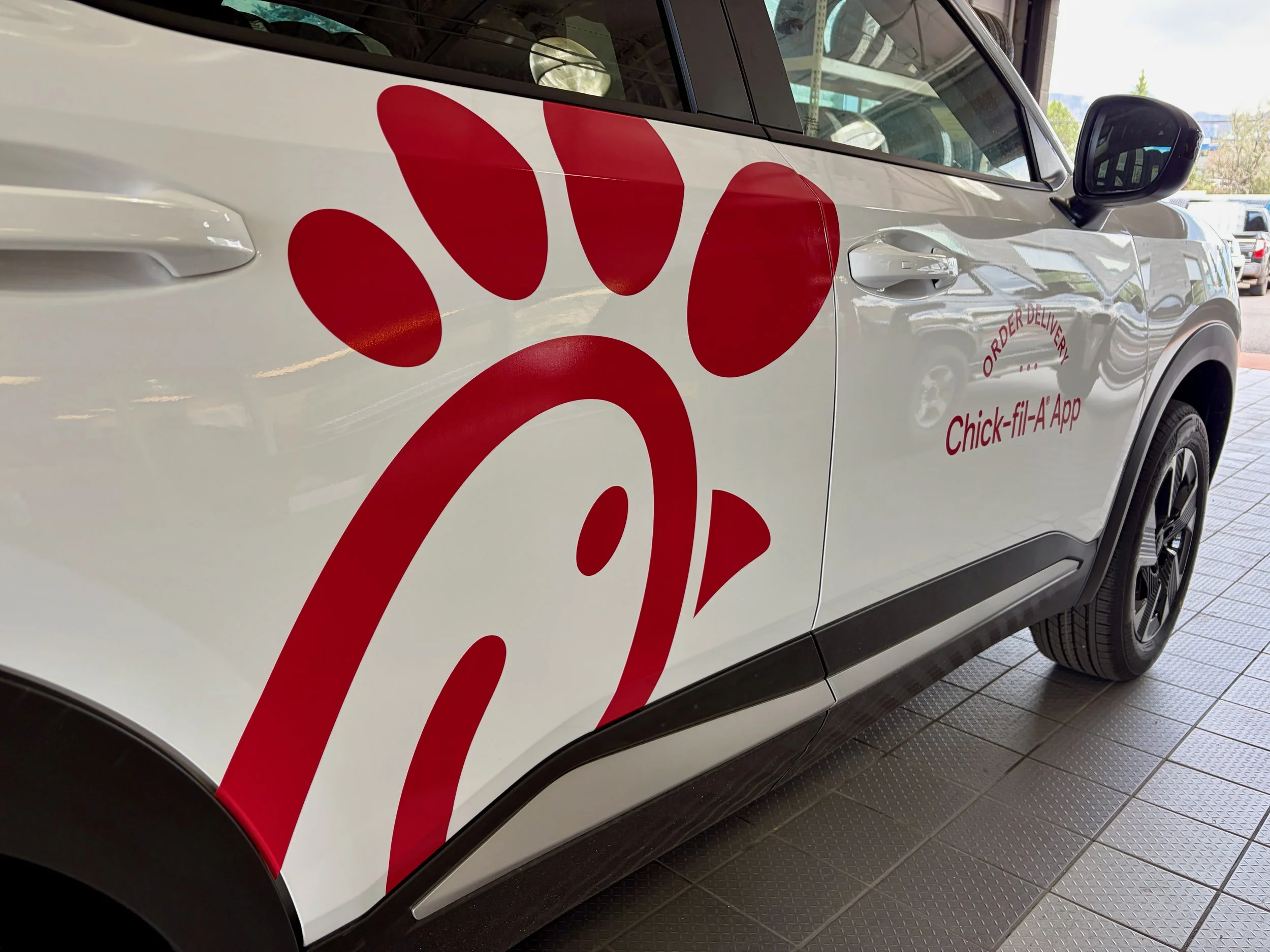Vinyl Graphics & Lettering on a Chick-fil-A Nissan Kicks