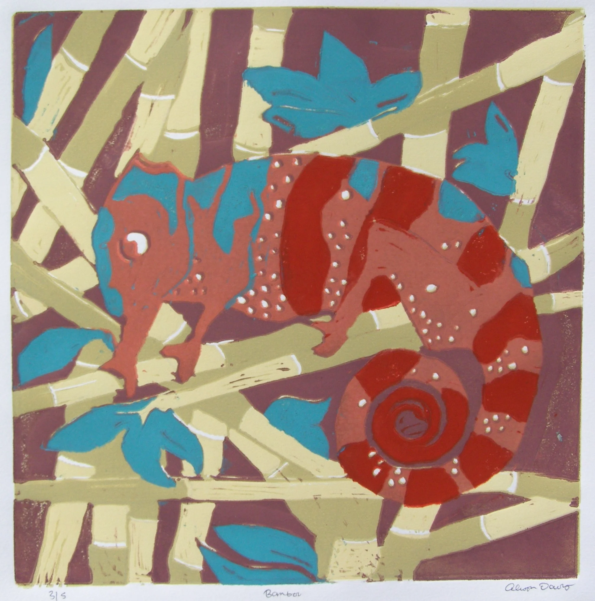 5. Color Reduction linocut, Printmaking I.